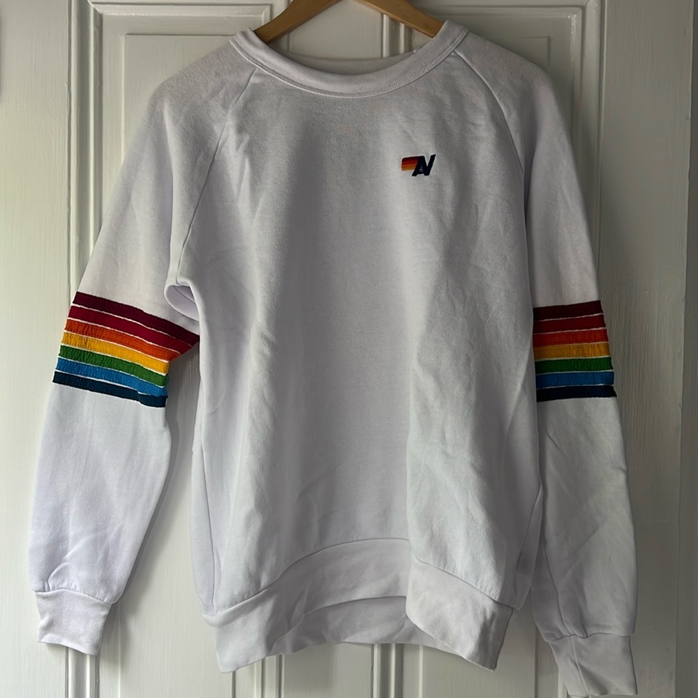 Aviator Nation rainbow sleeve sweatshirt size small
